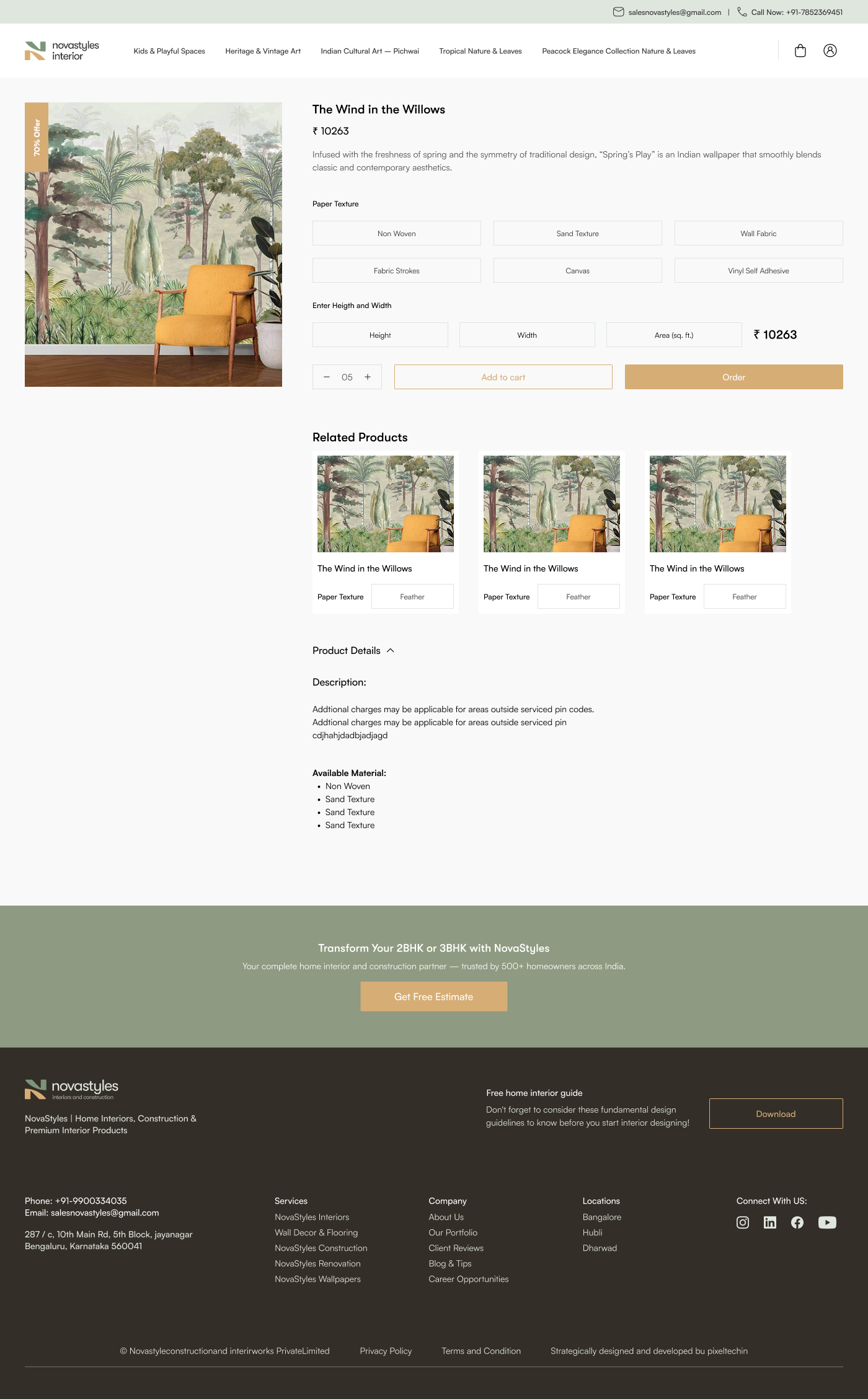 NovaStyles Product Detail — Desktop View